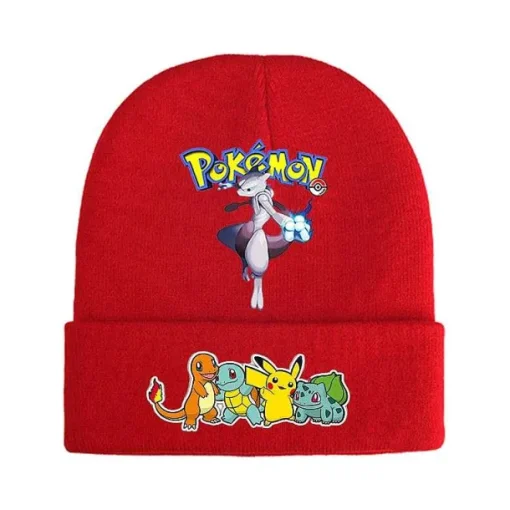 Pkm.store Herbst & Winter-Pokemon Mützen Im Roten Winter Look - Viele Motive