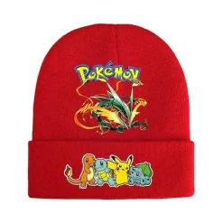 Pkm.store Herbst & Winter-Pokemon Mützen Im Roten Winter Look - Viele Motive