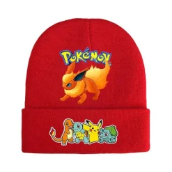 Pkm.store Herbst & Winter-Pokemon Mützen Im Roten Winter Look - Viele Motive