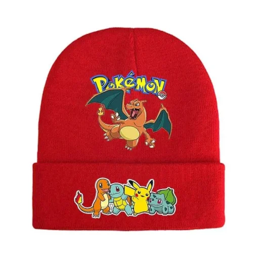 Pkm.store Herbst & Winter-Pokemon Mützen Im Roten Winter Look - Viele Motive