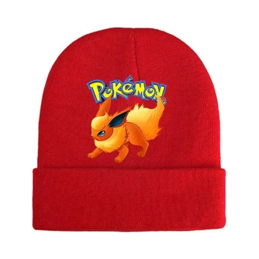 Pkm.store Herbst & Winter-Pokemon Mützen Im Roten Winter Look - Viele Motive