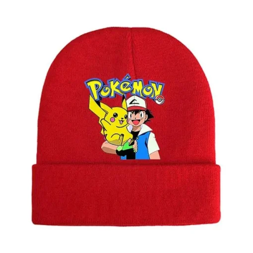 Pkm.store Herbst & Winter-Pokemon Mützen Im Roten Winter Look - Viele Motive