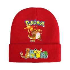Pkm.store Herbst & Winter-Pokemon Mützen Im Roten Winter Look - Viele Motive