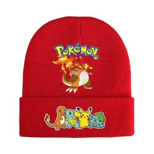 Pkm.store Herbst & Winter-Pokemon Mützen Im Roten Winter Look - Viele Motive
