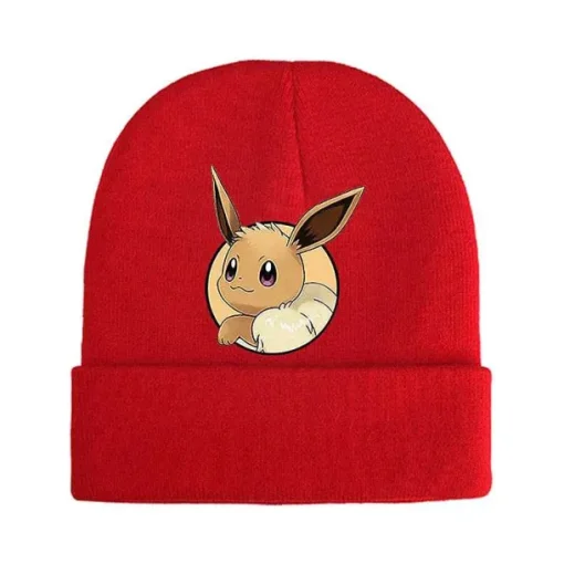 Pkm.store Herbst & Winter-Pokemon Mützen Im Roten Winter Look - Viele Motive