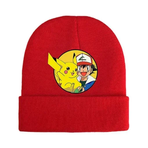 Pkm.store Herbst & Winter-Pokemon Mützen Im Roten Winter Look - Viele Motive
