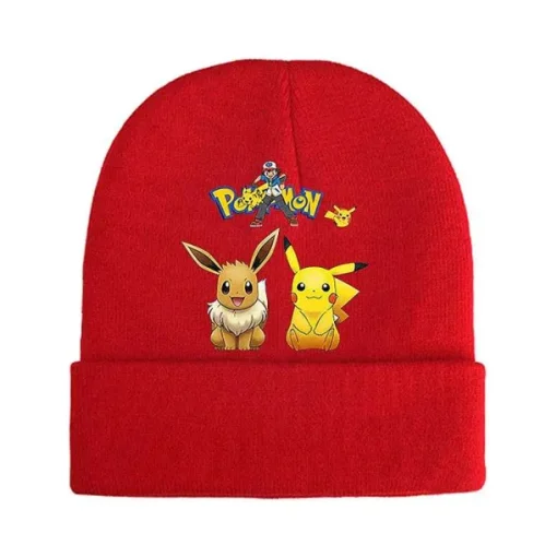 Pkm.store Herbst & Winter-Pokemon Mützen Im Roten Winter Look - Viele Motive
