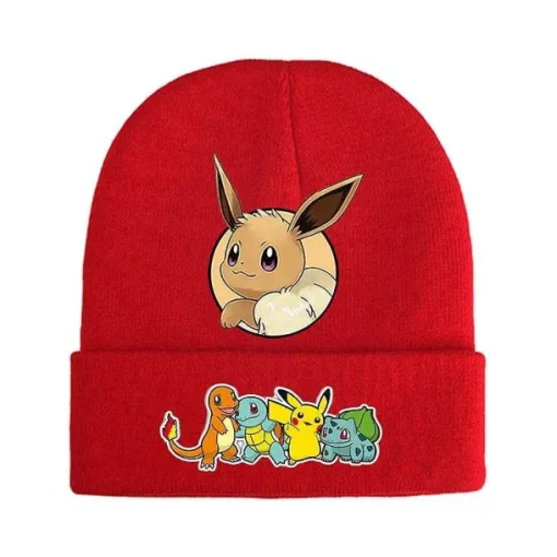 Pkm.store Herbst & Winter-Pokemon Mützen Im Roten Winter Look - Viele Motive