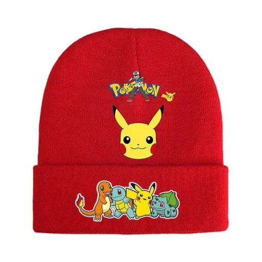 Pkm.store Herbst & Winter-Pokemon Mützen Im Roten Winter Look - Viele Motive