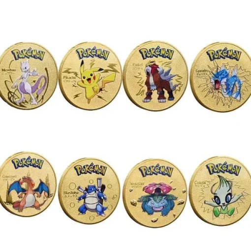 Pkm.store Sonstiges Merchandise-Pokemon Munzen Mit Verschiedenen Pokemon Mewtu, Quajutsu, Pikachu Mew, Genesect U. A.