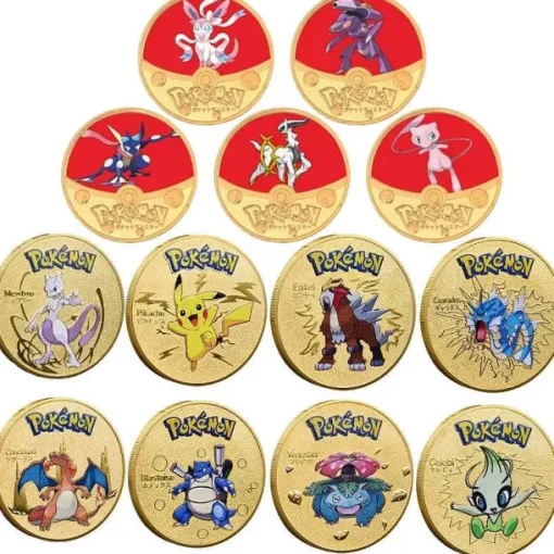 Pkm.store Sonstiges Merchandise-Pokemon Munzen Mit Verschiedenen Pokemon Mewtu, Quajutsu, Pikachu Mew, Genesect U. A.