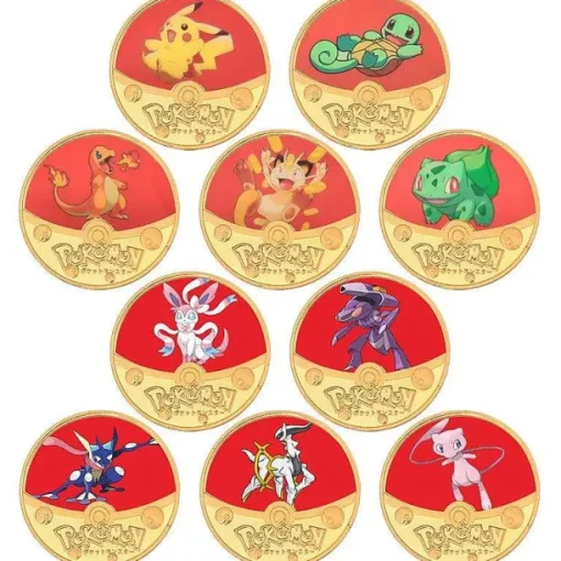 Pkm.store Sonstiges Merchandise-Pokemon Munzen Mit Verschiedenen Pokemon Mewtu, Quajutsu, Pikachu Mew, Genesect U. A.