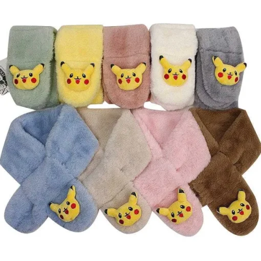 Pkm.store Herbst & Winter-Pokemon Pikachu Flauschiger Winterschal Fur Kinder