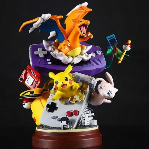 Pkm.store Pokemon Figuren-Pokemon Pikachu Glurak / Charizard Gameboy Statue (18.5Cm)