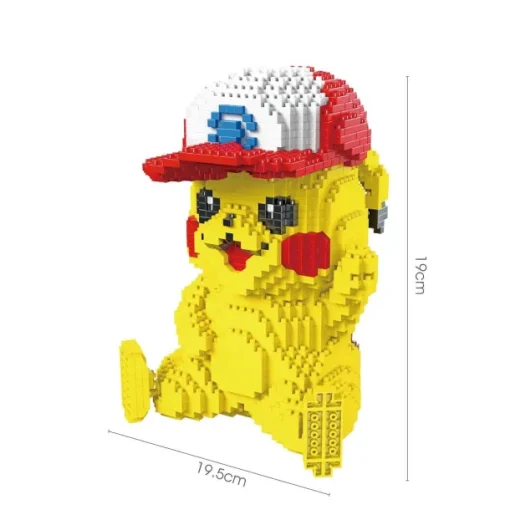 Pkm.store Pokemon Bausteine-Pokemon Pikachu Mit Ash Ketchums Basecap 3D Bausatz, 1931 Bausteine
