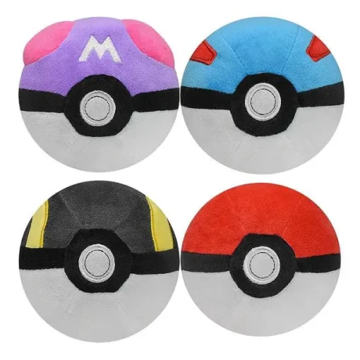 Pkm.store Pokeball & Pokebälle-Pokemon Plusch Balle (4 Stk.) Master Ball Super Ball Great Ball Ultra Ball (Ca. 12Cm)