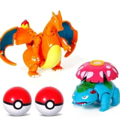 Pkm.store Pokemon Spielzeug-Pokemon Pokeball Set Mit Figur (Pikachu, Glurak, Bisaflor, Turtok, Garados)