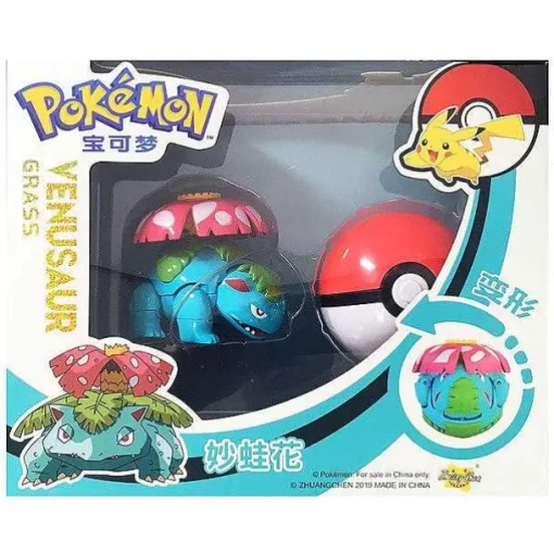 Pkm.store Pokemon Spielzeug-Pokemon Pokeball Set Mit Figur (Pikachu, Glurak, Bisaflor, Turtok, Garados)
