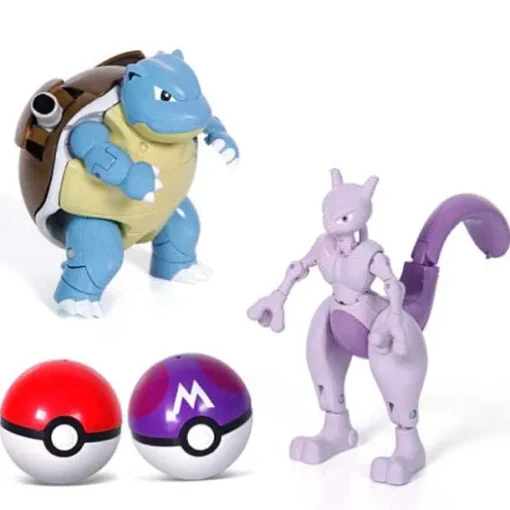 Pkm.store Pokemon Spielzeug-Pokemon Pokeball Set Mit Figur (Pikachu, Glurak, Bisaflor, Turtok, Garados)