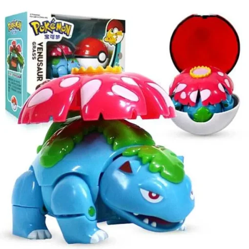 Pkm.store Pokemon Spielzeug-Pokemon Pokeball Set Mit Figur (Pikachu, Glurak, Bisaflor, Turtok, Garados)