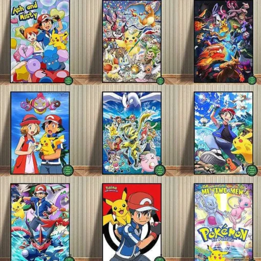 Pkm.store Sonstiges Merchandise-Pokemon Poster Kunstdrucke Ash Ketchum Pikachu Jigglypuff Etc.