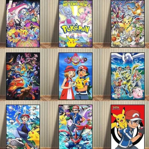 Pkm.store Sonstiges Merchandise-Pokemon Poster Kunstdrucke Ash Ketchum Pikachu Jigglypuff Etc.