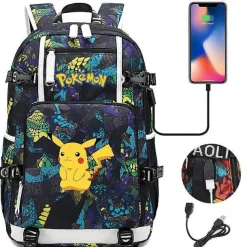 Pkm.store Sonstiges Merchandise-Pokemon Rucksack Mit Usb - Ideal Fur Laptops