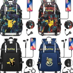Pkm.store Sonstiges Merchandise-Pokemon Rucksack Mit Usb - Ideal Fur Laptops
