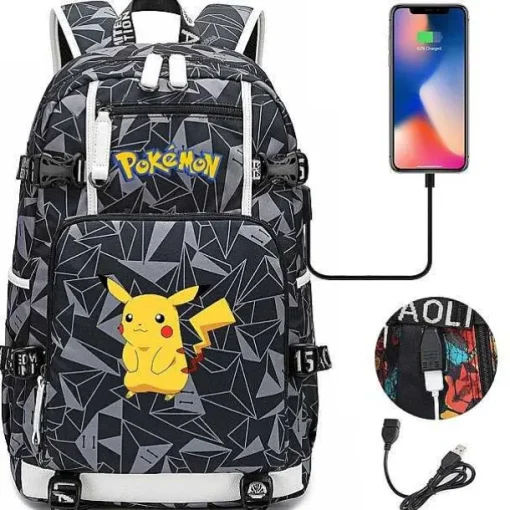 Pkm.store Sonstiges Merchandise-Pokemon Rucksack Mit Usb - Ideal Fur Laptops