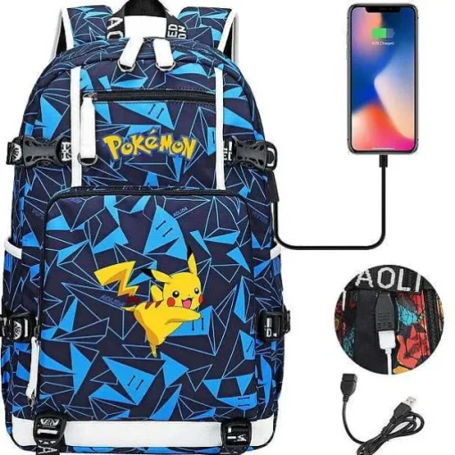 Pkm.store Sonstiges Merchandise-Pokemon Rucksack Mit Usb - Ideal Fur Laptops