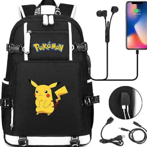 Pkm.store Sonstiges Merchandise-Pokemon Rucksack Mit Usb - Ideal Fur Laptops