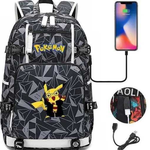 Pkm.store Sonstiges Merchandise-Pokemon Rucksack Mit Usb - Ideal Fur Laptops