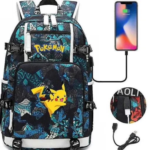 Pkm.store Sonstiges Merchandise-Pokemon Rucksack Mit Usb - Ideal Fur Laptops
