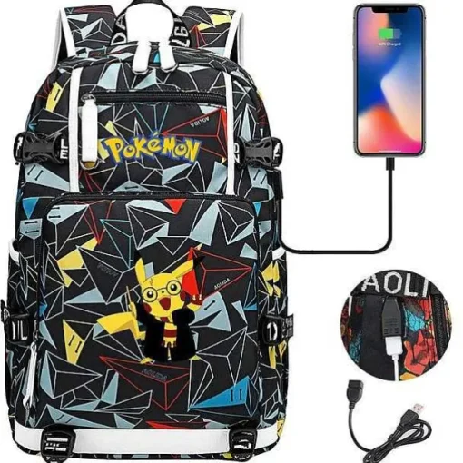 Pkm.store Sonstiges Merchandise-Pokemon Rucksack Mit Usb - Ideal Fur Laptops