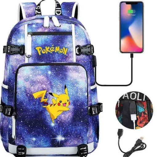 Pkm.store Sonstiges Merchandise-Pokemon Rucksack Mit Usb - Ideal Fur Laptops