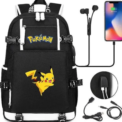 Pkm.store Sonstiges Merchandise-Pokemon Rucksack Mit Usb - Ideal Fur Laptops
