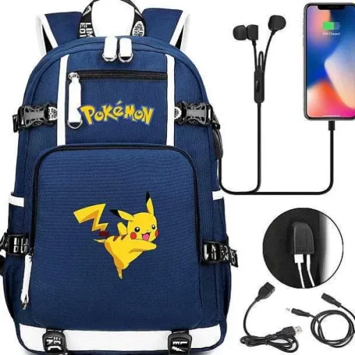 Pkm.store Sonstiges Merchandise-Pokemon Rucksack Mit Usb - Ideal Fur Laptops
