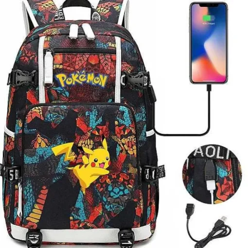 Pkm.store Sonstiges Merchandise-Pokemon Rucksack Mit Usb - Ideal Fur Laptops