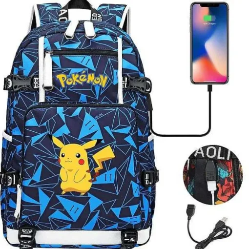 Pkm.store Sonstiges Merchandise-Pokemon Rucksack Mit Usb - Ideal Fur Laptops