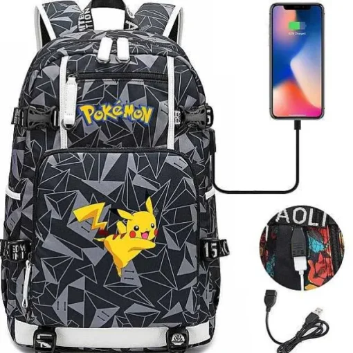 Pkm.store Sonstiges Merchandise-Pokemon Rucksack Mit Usb - Ideal Fur Laptops