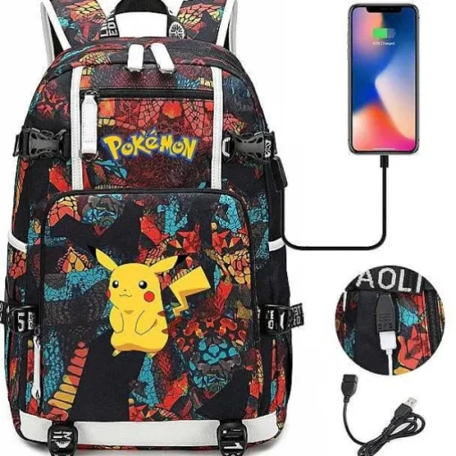 Pkm.store Sonstiges Merchandise-Pokemon Rucksack Mit Usb - Ideal Fur Laptops