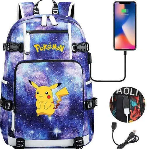 Pkm.store Sonstiges Merchandise-Pokemon Rucksack Mit Usb - Ideal Fur Laptops