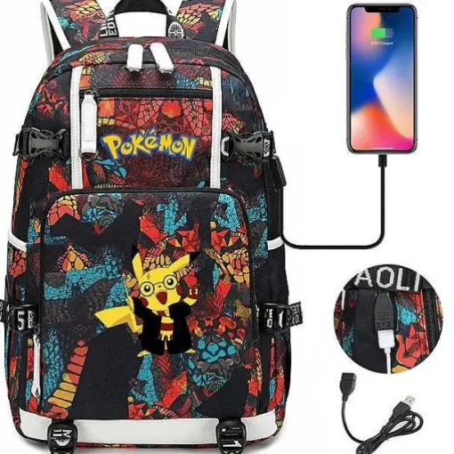Pkm.store Sonstiges Merchandise-Pokemon Rucksack Mit Usb - Ideal Fur Laptops