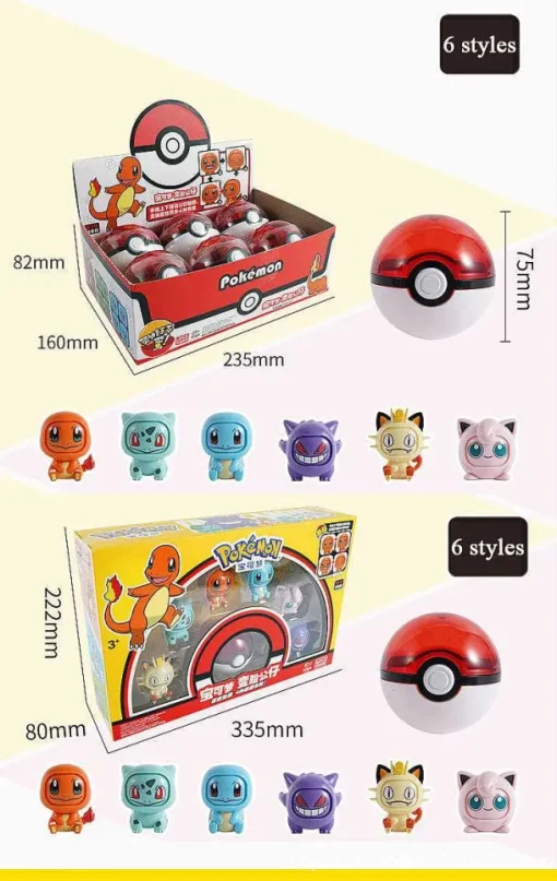 Pkm.store Pokemon Figuren-Pokemon Spielbox Mit Pokeball Und Gesichter-Wechselnden Pokemons