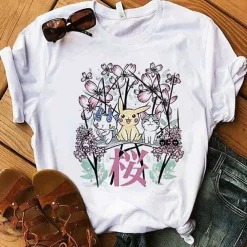 Pkm.store Sommer-Pokemon T-Shirt Fur Frauen / Madchen Snorlax Togepi Squirtle Japanese T-Shirt
