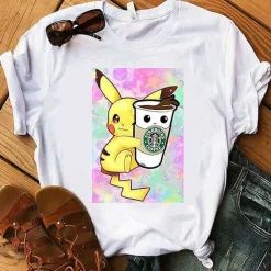 Pkm.store Sommer-Pokemon T-Shirt Fur Frauen / Madchen Snorlax Togepi Squirtle Japanese T-Shirt