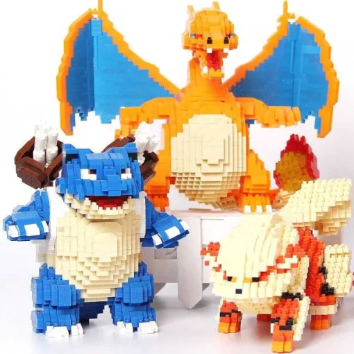 Pkm.store Pokemon Bausteine-Relaxo, Pikachu, Charizard, Pikachu U. A. Baustein Set (Viele Motive Zur Auswahl)
