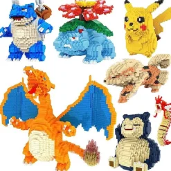 Pkm.store Pokemon Bausteine-Relaxo, Pikachu, Charizard, Pikachu U. A. Baustein Set (Viele Motive Zur Auswahl)