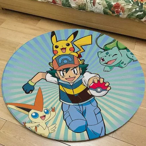 Pkm.store Sonstiges Merchandise-Runder Flanel Pokemon Teppich In Vielen Motiven