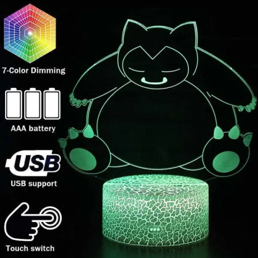 Pkm.store Sonstiges Merchandise-Snorlax Relaxo Nachtlicht Tischlampe 3D Led Lampe
